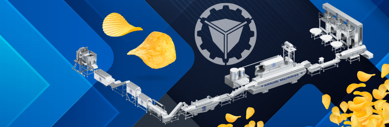 Lignes de production de chips naturelles, lignes de production de pommes de terre semi-frites, lignes de production de chips et systèmes d'emballage.
